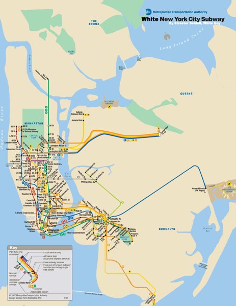 new york city subway map. White New York City Subway Map