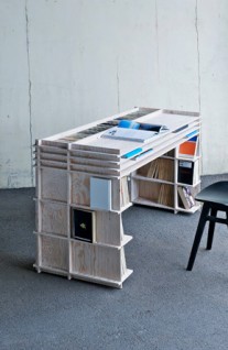 plywood table for books 2 207x318 Book organizers by STAD