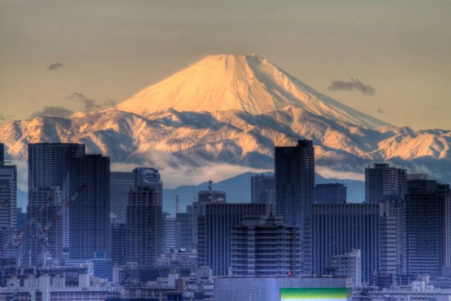 fuji from city - tokyo highrise apartment