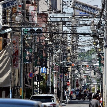 Chaotic Photographs of Electric Cables Suspended Over Japanese Streets