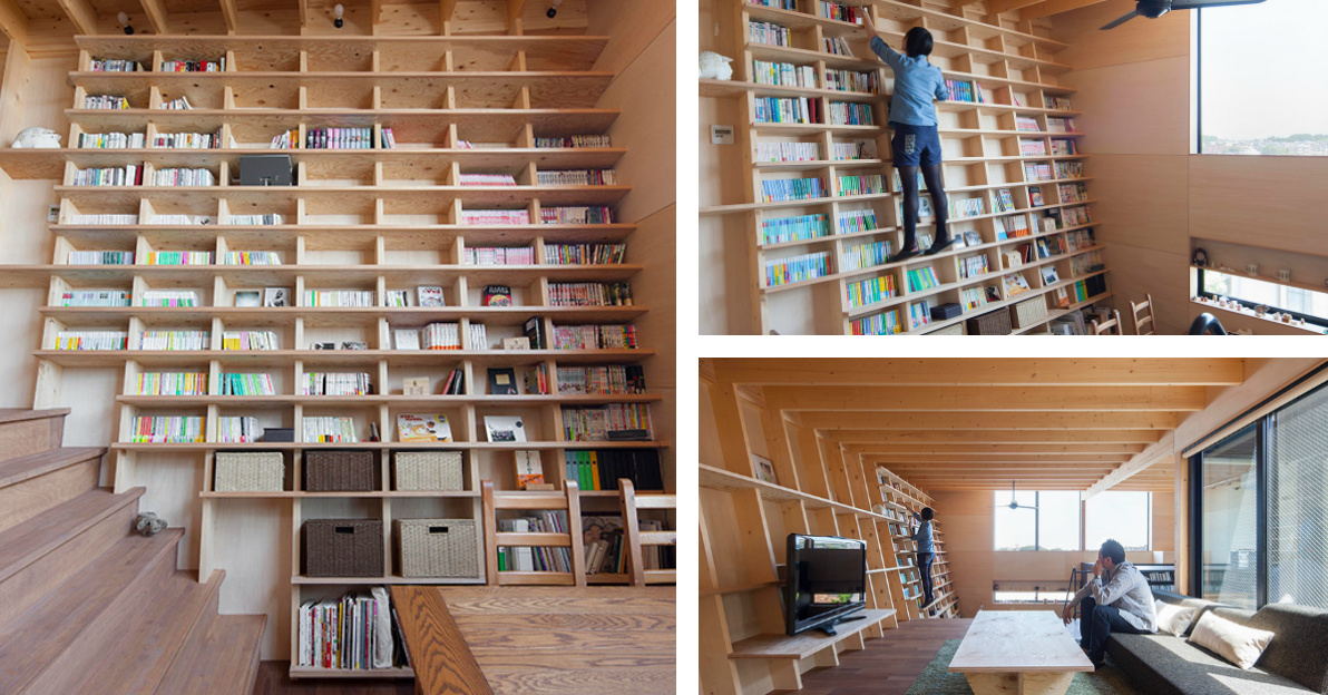 Japanese Home Designed Around A Climbable Bookshelf Spoon