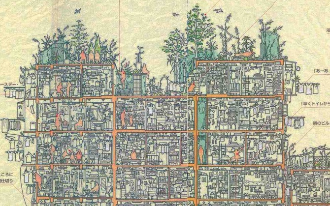 Detailed Cross-section of the Kowloon Walled City