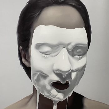 Viscous Slime Covers the Faces of Portraits Painted by Kotao Tomozawa