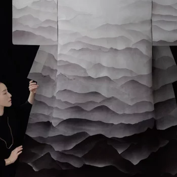 The Leather Scrap Kimono by Tomoe Shinohara is Inspired by Hazy Mountains